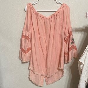 Standard Grace Elegant Coral Off-Shoulder Blouse